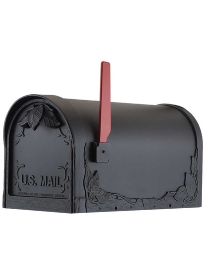 Floral Curbside Mailbox in Matte Black.